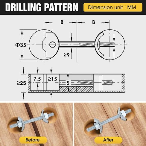 موصلات مفصلات سطح الطاولة، مسمار تثبيت أعلى الطاولة، مسامير رسم مثبتات كتلة الجزار، أجهزة توصيل براغي ميتري لإطار السرير|الأثاث|الطاولة (النوع الفضي 10 قطع) in Kuwait