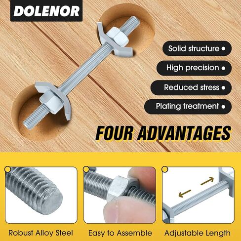 موصلات مفصلات سطح الطاولة، مسمار تثبيت أعلى الطاولة، مسامير رسم مثبتات كتلة الجزار، أجهزة توصيل براغي ميتري لإطار السرير|الأثاث|الطاولة (النوع الفضي 10 قطع) in Kuwait