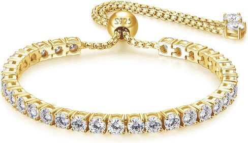Moissanite Tennis Bracelet for Women, 925 Sterling Silver Adjustable Bracelets for Her, White Gold Plated Jewelry Gift Birthday Anniversary in Saudi Arabia