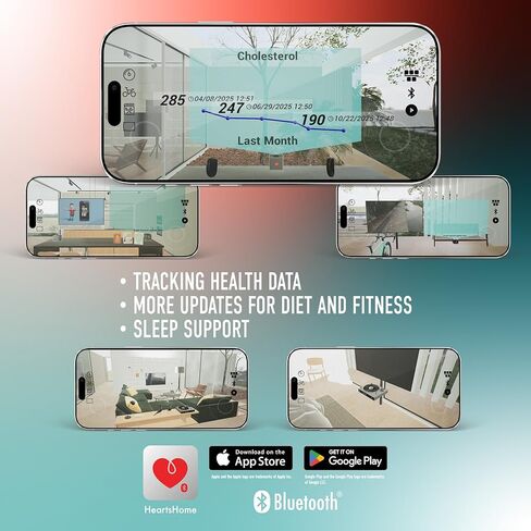 مجموعة اختبار HeartsCare C1 Plus لمقياس الكوليسترول الكلي في المنزل مع عدد TC 10 مع تطبيق HeartsHome ثلاثي الأبعاد بتقنية البلوتوث. in Kuwait