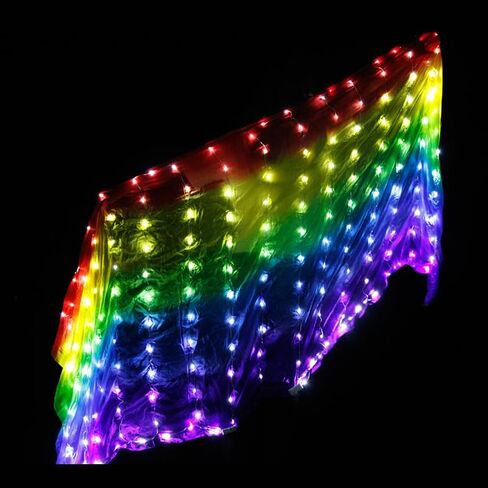 WEISIPU Hand-Made Women's Belly Dance LED Silk Scarf Veils - Beautiful Gradual Colors for Professional Performances Dance/Outdoor Adult Size 39.3"x78.7" in Kuwait