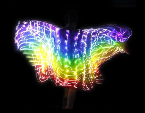 WEISIPU Hand-Made Women's Belly Dance LED Silk Scarf Veils - Beautiful Gradual Colors for Professional Performances Dance/Outdoor Adult Size 39.3"x78.7" in Kuwait