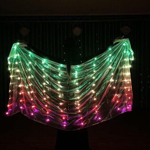 WEISIPU Hand-Made Women's Belly Dance LED Silk Scarf Veils - Beautiful Gradual Colors for Professional Performances Dance/Outdoor Adult Size 39.3"x78.7" in Kuwait