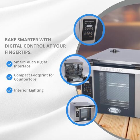 Cadco XAFT-04HS-LD Bakerlux LED فرن حراري تجاري رقمي نصف الحجم، 4 أرفف، ستانلس ستيل، 23-5/8 بوصة، 208/240 فولت، معتمد من NSF لاستخدام المطاعم وشاحنات الطعام in Saudi Arabia