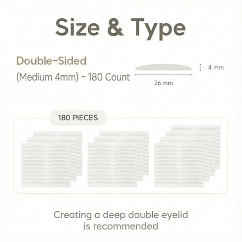 Magic Slim Double Eyelid Tape – Invisible Adhesive Strips for Hooded Monolid Correction – Authentic K-Beauty Tech Made in Korea 쌍꺼풀 테이프 (Double-Sided (Medium 4mm) - 180 Count) in Saudi Arabia