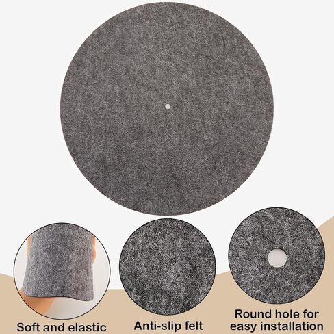 CRASPIRE 2Pcs Felt Turntable Mats Vinyl Record Pad Platter Mat 11.6 Inch Gray Anti Slip Anti Static Flat Round Disc Protective Wool Player Slipmat Mats for Damped Resonance Cleaner Audio Output Home in Kuwait