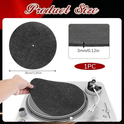 Turntable Record Player Mat 12 Inch Felt Slipmat Anti-Slip Anti-Static Protective Platter Mat Vinyl Records Pad for Home Record Players, Gray in Kuwait