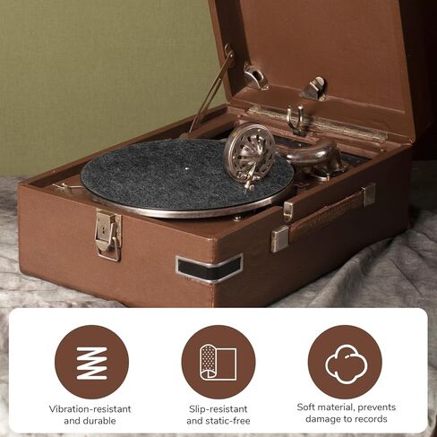 Turntable Record Player Mat 12 Inch Felt Slipmat Anti-Slip Anti-Static Protective Platter Mat Vinyl Records Pad for Home Record Players, Gray in Kuwait