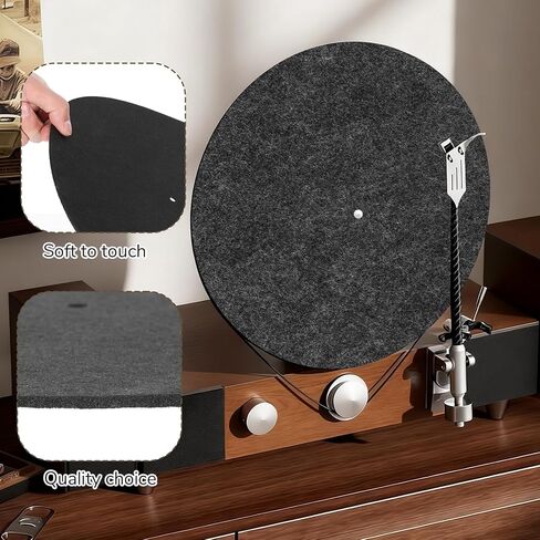 Turntable Record Player Mat 12 Inch Felt Slipmat Anti-Slip Anti-Static Protective Platter Mat Vinyl Records Pad for Home Record Players, Gray in Kuwait