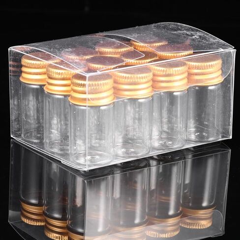 Glass Bottles with Aluminum Screw Caps Sealed Transparent Storage Vials for Ink Medicine and DIY Crafts Reusable Glass Containers with Smooth Surface Includes Plastic Box for in Saudi Arabia