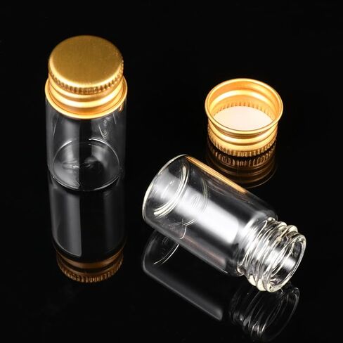 Glass Bottles with Aluminum Screw Caps Sealed Transparent Storage Vials for Ink Medicine and DIY Crafts Reusable Glass Containers with Smooth Surface Includes Plastic Box for in Saudi Arabia
