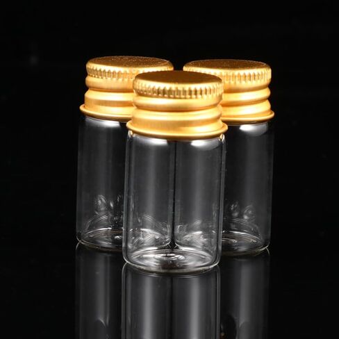 Glass Bottles with Aluminum Screw Caps Sealed Transparent Storage Vials for Ink Medicine and DIY Crafts Reusable Glass Containers with Smooth Surface Includes Plastic Box for in Saudi Arabia