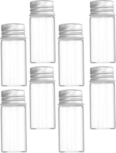 Garneck 10Pcs Mini Glass Ink Bottles with Aluminum Caps Medical Grade Reagent Storage Vials for Essential Oils Travel and Liquid Samples Leakproof and Lightweight Containers in Kuwait