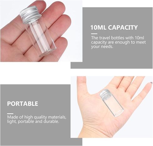Garneck 10Pcs Mini Glass Ink Bottles with Aluminum Caps Medical Grade Reagent Storage Vials for Essential Oils Travel and Liquid Samples Leakproof and Lightweight Containers in Kuwait