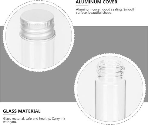 Garneck 10Pcs Mini Glass Ink Bottles with Aluminum Caps Medical Grade Reagent Storage Vials for Essential Oils Travel and Liquid Samples Leakproof and Lightweight Containers in Kuwait