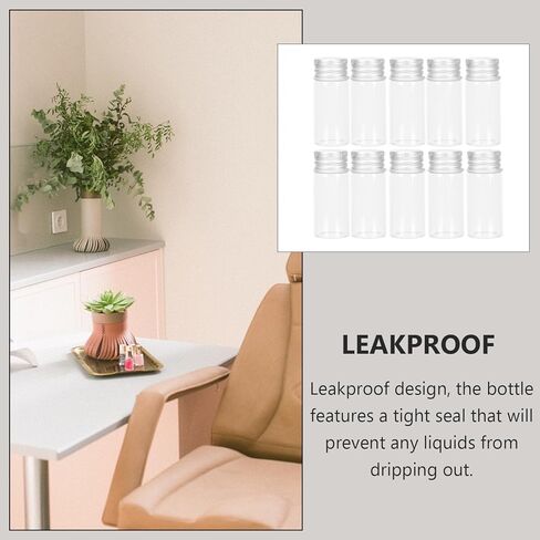 10 قطع من الزجاجات القابلة لإعادة الملء مع أغطية لولبية من الألومنيوم، حاويات الزيوت العطرية محكمة الغلق للسفر والأعمال وصالة الألعاب الرياضية وتخزين قوارير سائلة آمنة in Kuwait