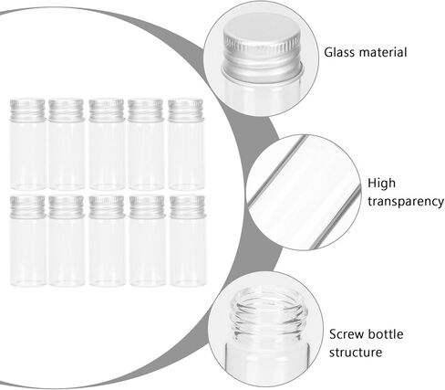 10Ml 10Pcs Mini Glass Essential Oil Bottles with Aluminum Screw Caps, Sealed Cosmetic Liquid Dispensers, Medical-Grade Vials for Sample Storage and Laboratory Use in Saudi Arabia