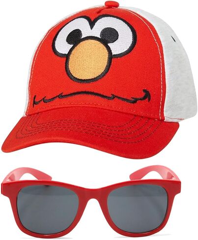 Sesame Street Toddler Cotton Baseball Cap-Elmo ، Cookie Monster ، Big Bird ، Oscar the Grouch ، Size Age 2-4 ، Elmo Red/Gray in Kuwait