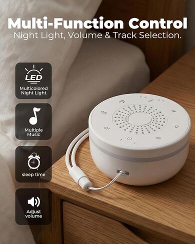 White Noise Sound Machine for Sleep, Portable White Noise Sound Machine with 30 Soothing Sounds, 3 Timers, Night Light, Memory Function for Baby Registry, Adults, Kids, Travel, Home, Office in Saudi Arabia