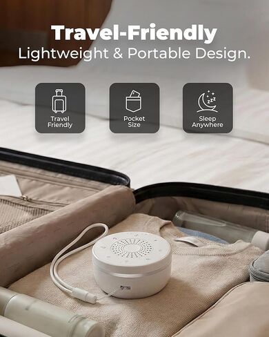 White Noise Sound Machine for Sleep, Portable White Noise Sound Machine with 30 Soothing Sounds, 3 Timers, Night Light, Memory Function for Baby Registry, Adults, Kids, Travel, Home, Office in Saudi Arabia