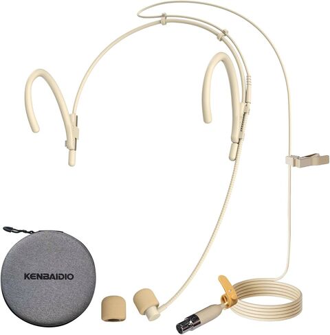 Headset Headworn Microphone Professional Dual Over-Ear Hanging Earset Condenser Mic Compatible with Shure Wireless System Bodypack Transmitter for Performance Theater, Mini XLR 4 Pin TA4F Plug in Kuwait