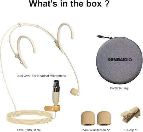 Headset Headworn Microphone Professional Dual Over-Ear Hanging Earset Condenser Mic Compatible with Shure Wireless System Bodypack Transmitter for Performance Theater, Mini XLR 4 Pin TA4F Plug in Saudi Arabia