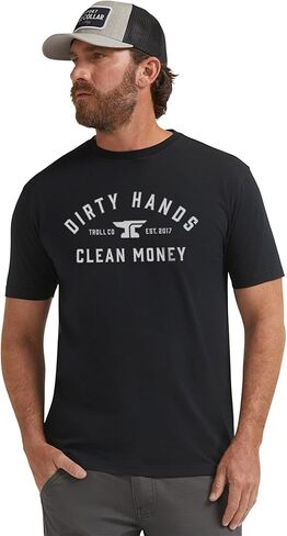 TROLL CO. CLOTHING، Dirty Hands Clean Money، تي شيرت ممتاز بأكمام قصيرة ورقبة مستديرة، ومقاسات in Kuwait