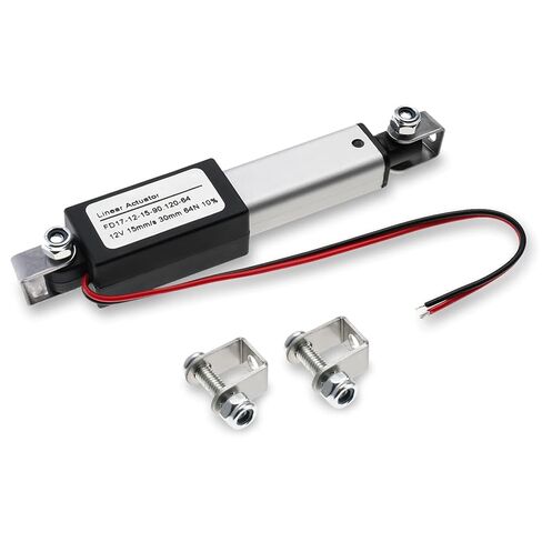 NORJIN 12V Mini Electric Linear Actuator 1.2 inch Stroke, Speed 0.6inch/s, 60N/14lb, Waterproof Linear Motion Actuator w/Mounting Brackets for Cabinet, Window Opener, Robot Projects in Kuwait