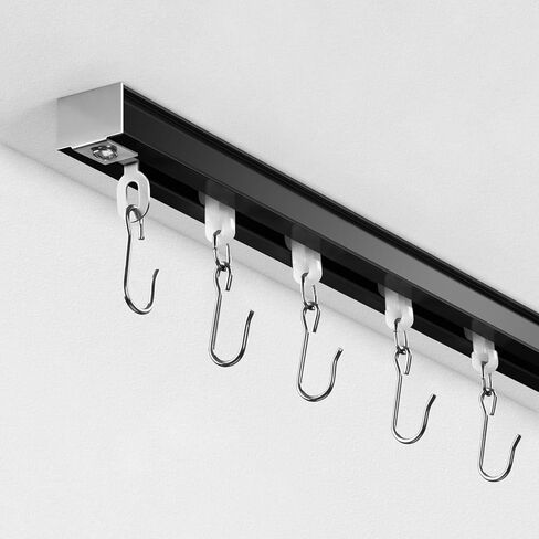 Ceiling Curtain Track, Curtain Track for Curtains, Drapes, and Room Dividers, Ceiling Mounted Rail Set with Roller Hooks, White, 6ft - 9ft in Kuwait