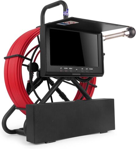 DVR Pipe Inspection Camera System, 7-Inch HD Screen, 30M/100FT Cable, Sewer Camera 1080P Full HD Recording, Drain Pipeline Endoscope with LED Lights, Waterproof IP68 Borescope 32GB SD Card Storage in Saudi Arabia