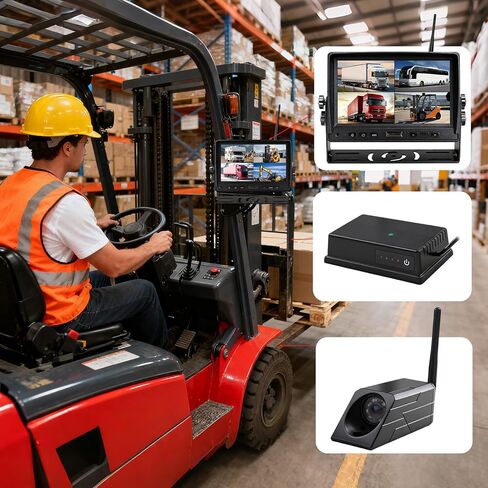 HD 720P Wireless Camera with 7-inch Display, Supports Video Recording, for Forklift Safety Loading and unloading Monitoring System, with Magnetic Bottom of The Camera in Kuwait