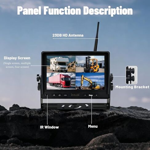 HD 720P Wireless Camera with 7-inch Display, Supports Video Recording, for Forklift Safety Loading and unloading Monitoring System, with Magnetic Bottom of The Camera in Kuwait