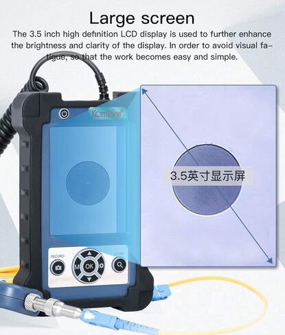 Komshine KIP-600V مسبار فحص الألياف الضوئية 400X مجهر عرض فيديو الألياف 3.5 بوصة، مجموعة تنظيف فحص الألياف البصرية مع UPC: SC/FC/ST/LC ذكر، SC/LC أنثى، SC APC أنثى، 2.5 مم APC ذكر in Saudi Arabia