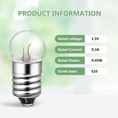 Generic 50pcs E10 Miniature Light Bulbs: 1.5 V Incandescent Screw Light Bulbs Teaching Tools for School Labs, Essential for DIY Physics Science Experiments, 0.3A in Kuwait