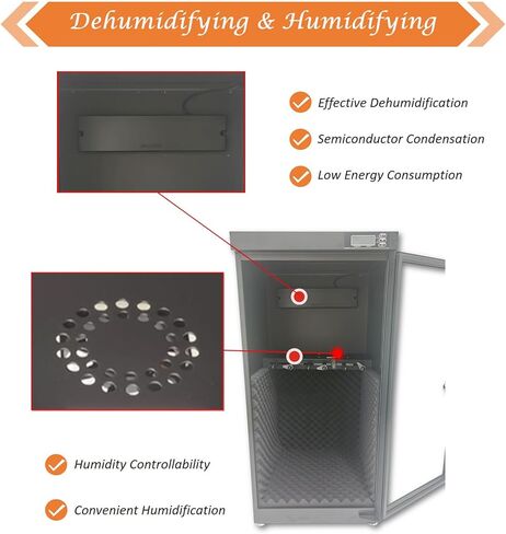 Musical Instrument Dry Cabinet, 35-60% RH Humidifying & Dehumidifying Smart Control for Guitar, Bass, Violin, with Digital Display & Key Lock, Professional Storage Case, 110V in Saudi Arabia