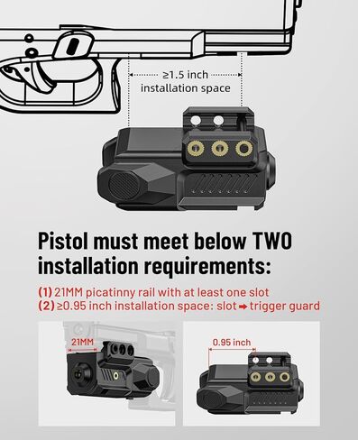 EZshoot Pistol Laser Sight, Compact Red/Green Laser Sight for Pistol Handgun, Rechargeable Low Profile Laser Beam for 21MM Picatinny Mount, Strobe Mode Available, Ambidextrous Switch in Saudi Arabia