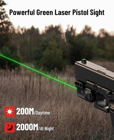 EZshoot Pistol Laser Sight, Compact Red/Green Laser Sight for Pistol Handgun, Rechargeable Low Profile Laser Beam for 21MM Picatinny Mount, Strobe Mode Available, Ambidextrous Switch in Saudi Arabia