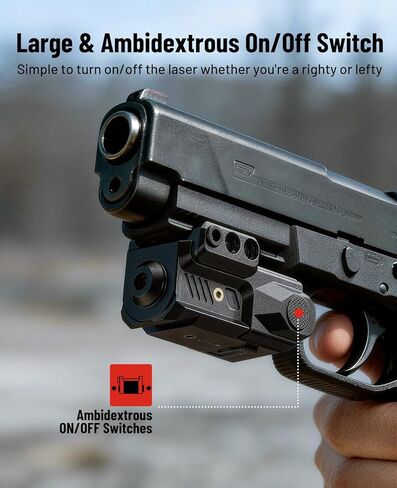 EZshoot Pistol Laser Sight, Compact Red/Green Laser Sight for Pistol Handgun, Rechargeable Low Profile Laser Beam for 21MM Picatinny Mount, Strobe Mode Available, Ambidextrous Switch in Saudi Arabia