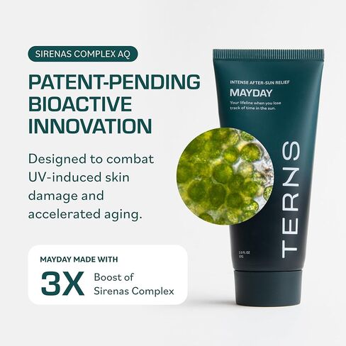 TERNS Mayday Intensive After Sun Gel Cream, Cooling Skin Care for Sunburn Relief, 3X Marine Bioactive Complex with Niacinamide, Squalane, Shea Butter & Aloe, Travel Size, Fragrance Free, 2 Fl Oz in Kuwait