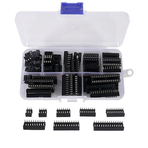 66pcs 2.54 mm Pitch DIP IC Sockets Adaptor Assortment Kit 6 8 14 16 18 20 24 28 Pin for R&D Debugging, Batch Equipment Maintenance, or DIY Projects. in Saudi Arabia