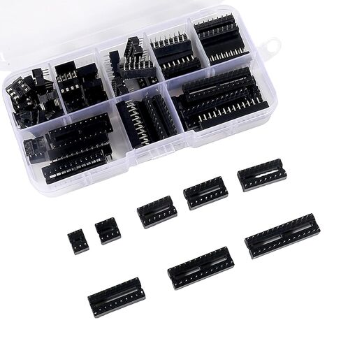 66pcs 2.54 mm Pitch DIP IC Sockets Adaptor Assortment Kit 6 8 14 16 18 20 24 28 Pin for R&D Debugging, Batch Equipment Maintenance, or DIY Projects. in Saudi Arabia