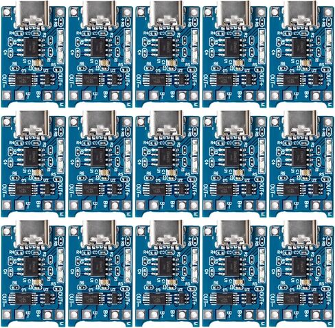 15 Pieces of TP4056 Type-C Input Interface USB 5V 1A Lithium Battery Charger Module Charging Boards with Dual Protection Functions. in Saudi Arabia