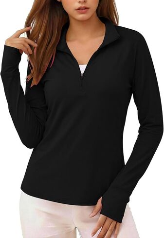 Women's UPF 50+ Sun Protection Shirts SPF Shirt Long Sleeve Hiking Fishing Outdoor Shirt Lightweight Zipper Pullover in Saudi Arabia