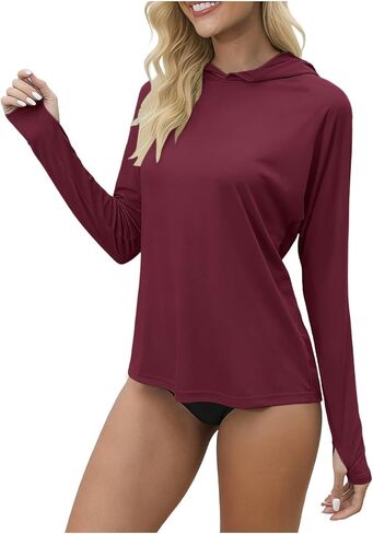 Women's UPF 50+ Sun Shirt with Hoodie Long Sleeve UV Protection Shirts Lightweight Quick Dry Hiking Fishing Shirts Top in Saudi Arabia
