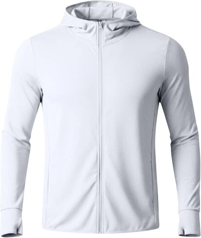 Mens UPF 50+ Sun Protection Hoodie Long Sleeve Sun Shirt Zip up Lightweight UV Jacket Running Fishing Hiking Outdoor in Saudi Arabia