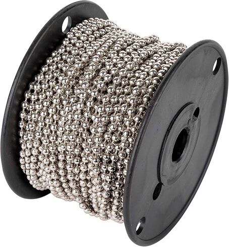 Number 10 Stainless Steel Ball Chain 100 Feet Spool | 4.8 mm in Diameter | Great for Vertical Window Blinds and Shades, Plumbing and Retention Applications in Saudi Arabia