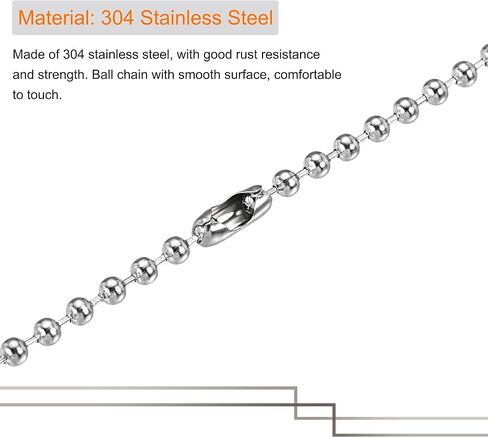 Pull Chain Extension, 26 Inch Long 0.13 Inch Diameter Beaded Link with Connector for Chandelier Light Craft Making, 304 Stainless Steel, Pack of 3 in Saudi Arabia