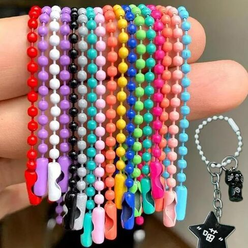 Colorful Ball Bead Chains Fits Key Chain/Label Hand Tag Connector for DIY Jewelry Making Accessorise 9-9.5cm Bead Chains (50PCS) in Saudi Arabia