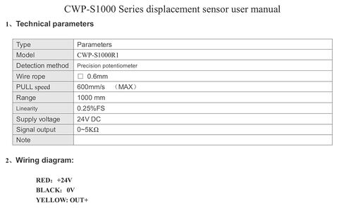 CALT 1000mm Draw Wire Encoder 24Vdc Supply 0-5K ohm Output in Saudi Arabia