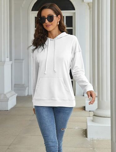 ORANDESIGNE Women's Casual Color Block/Solid Hoodies Long Sleeve Pullover Tops Loose Lightweight Sweatshirt with Pocket in Saudi Arabia